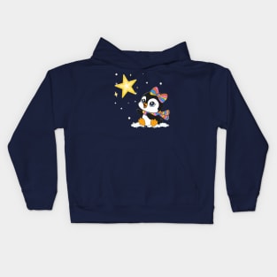 Baby Penguin with a Bright Star Kids Hoodie